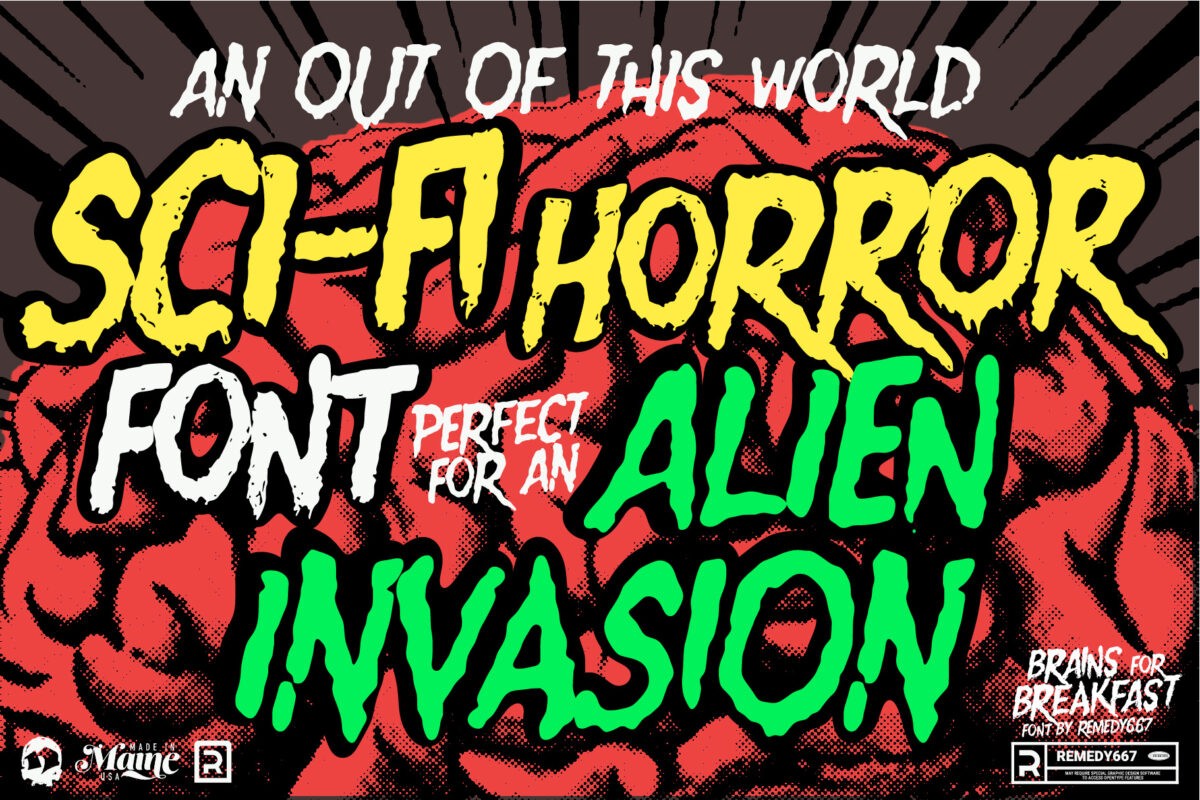 Brains for Breakfast font by Remedy667 - An Out of this World Sci-Fi Horror Font perfect for an Alien Invasion