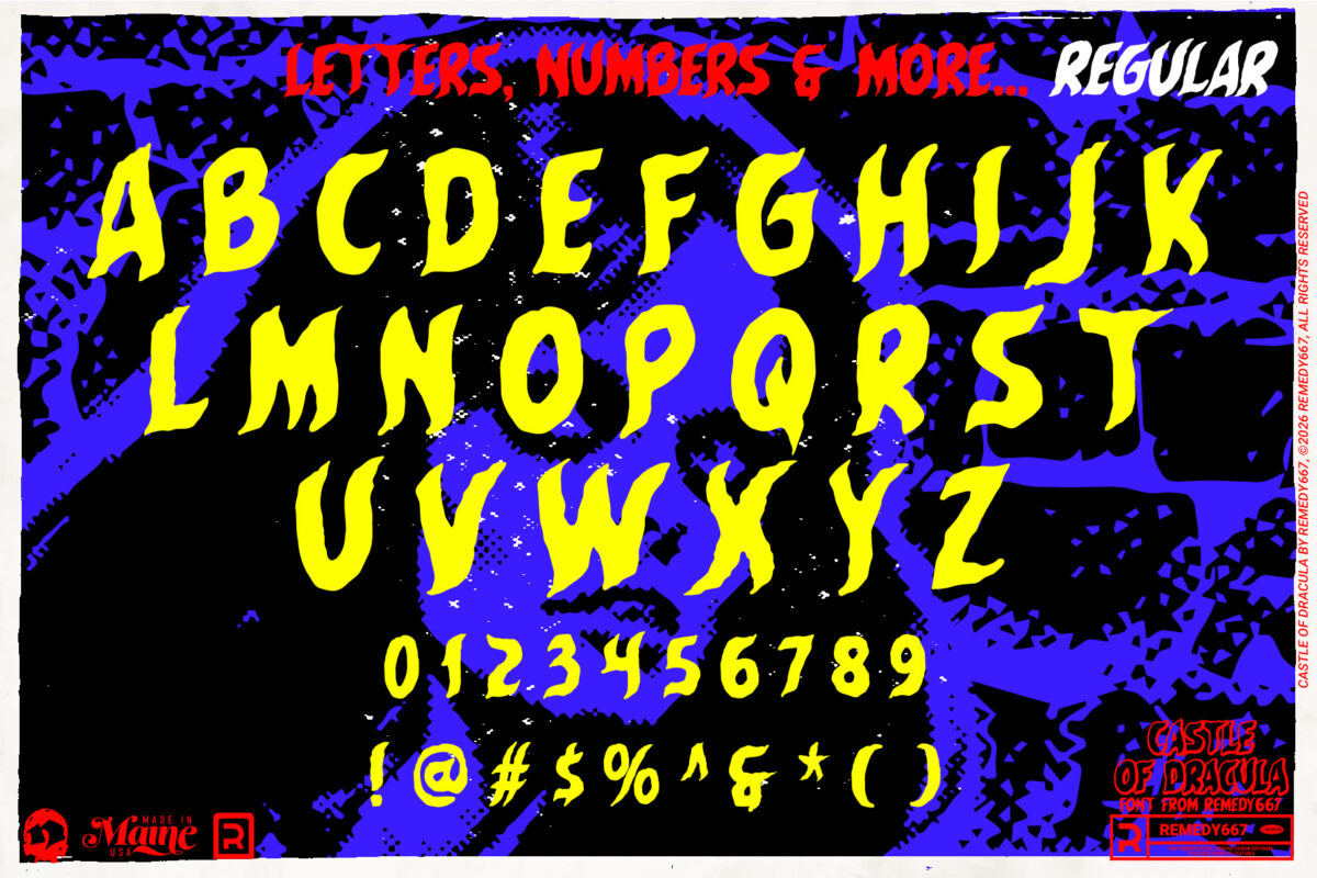 Castle of Dracula font by Remedy667 - Letters, Numbers & More…