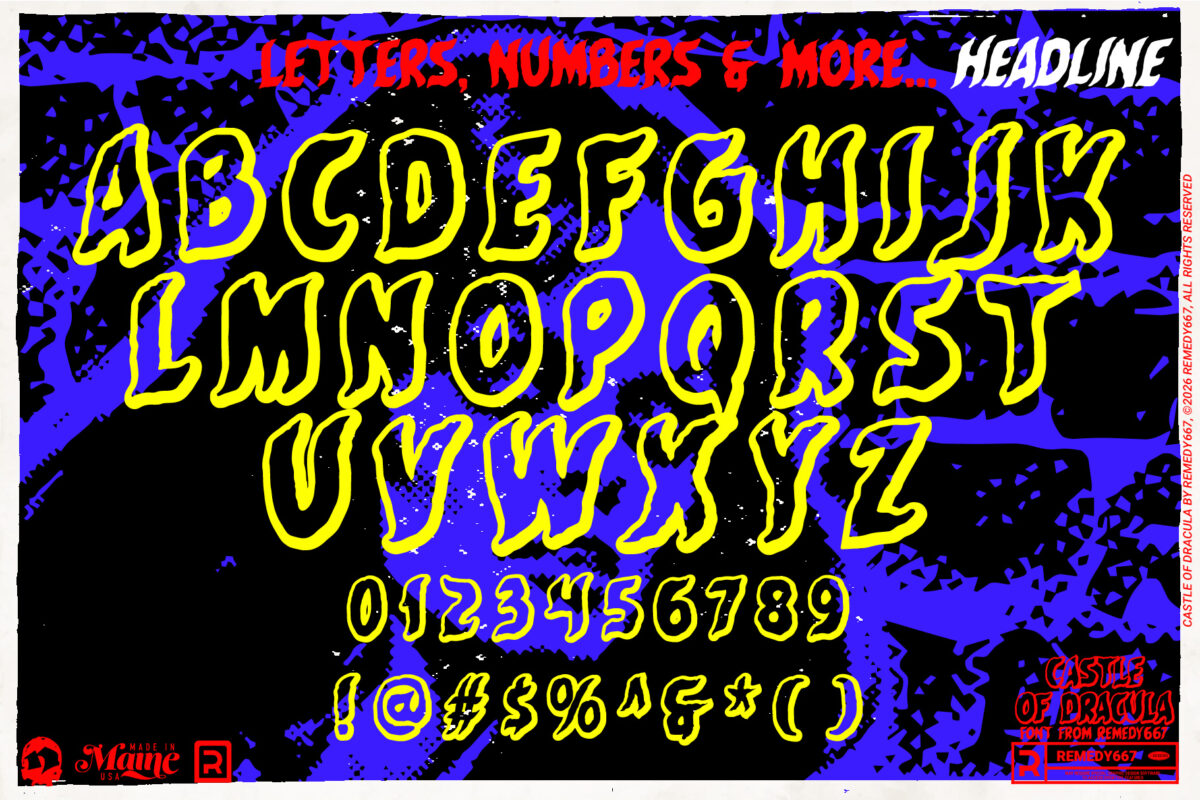 Castle of Dracula font by Remedy667 - Letters, Numbers & More…