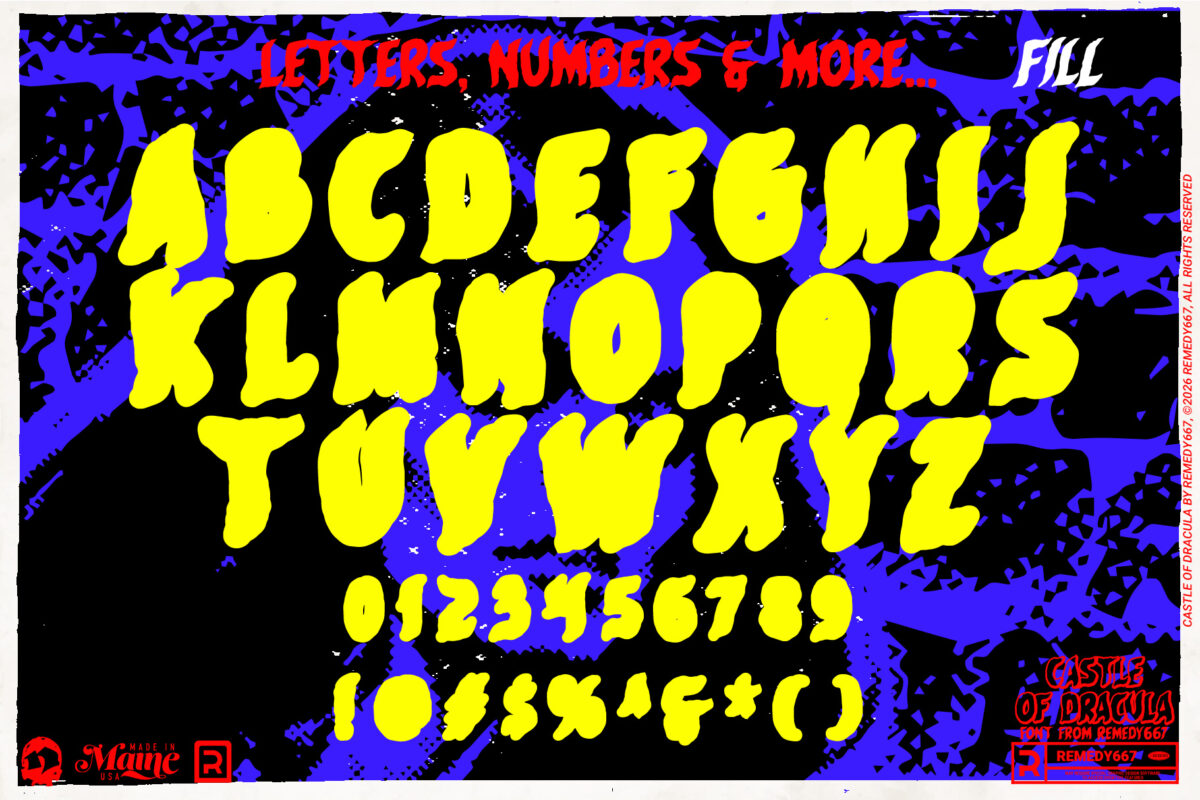 Castle of Dracula font by Remedy667 - Letters, Numbers & More…
