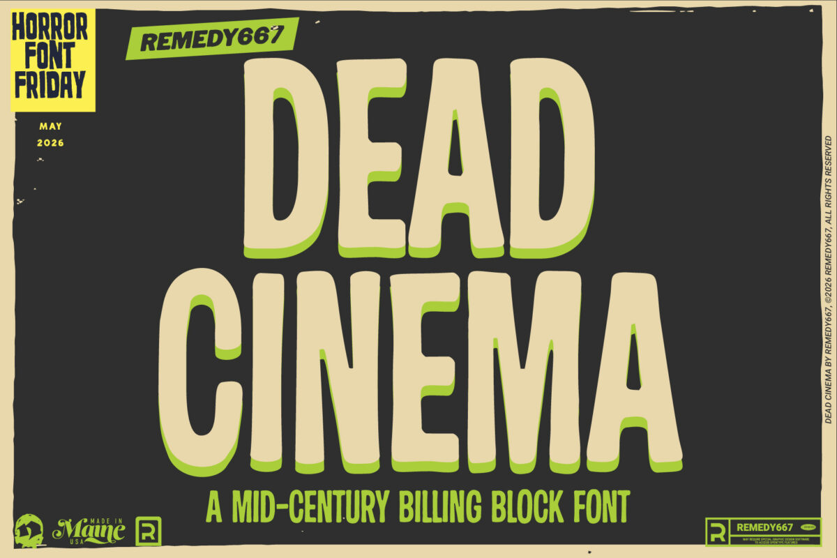 Remedy667 presents Dead Cinema - A Mid-Century Billing Block Font