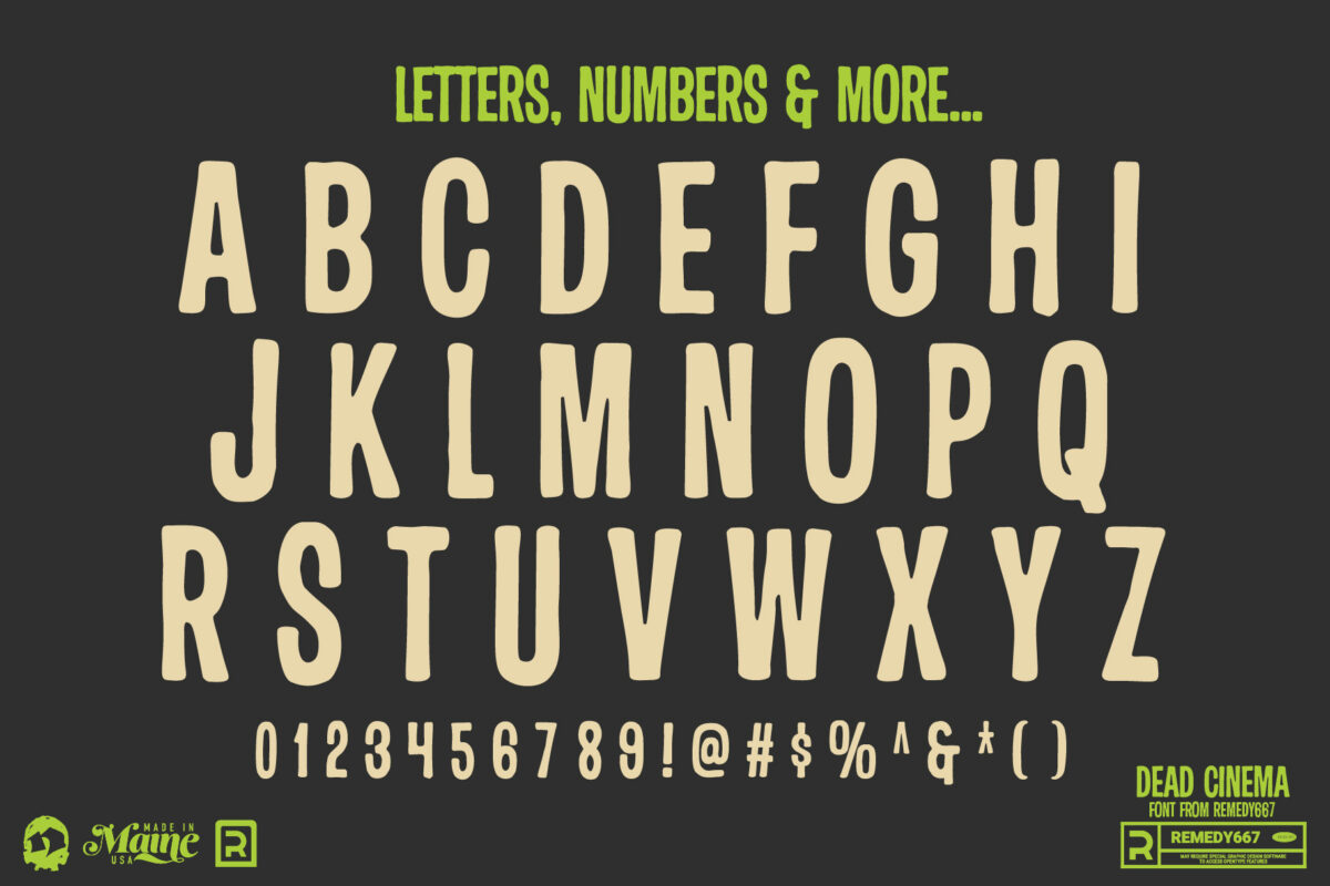 Dead Cinema font by Remedy667 - Letters, Numbers & More…