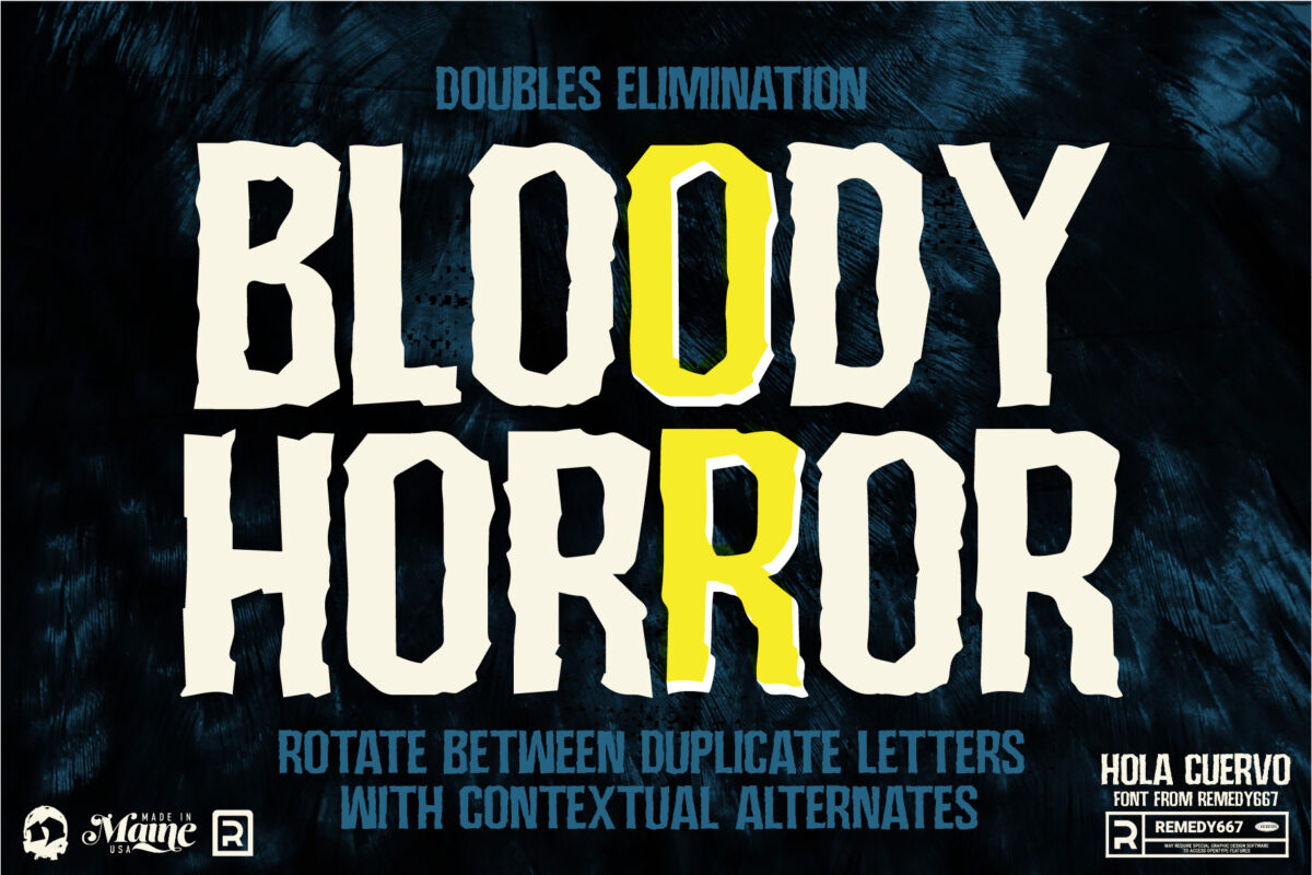 Remedy667 presents Hola Cuervo - Doubles Elimination - Automatically Substitute duplicate numbers & letters with contextual alternates
