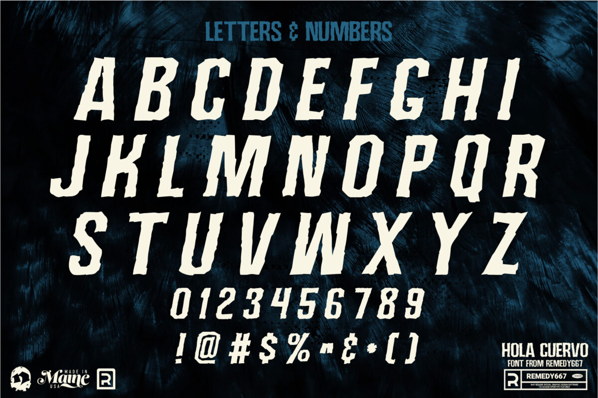 Hola Cuervo font by Remedy667 - Letters, Numbers & More…