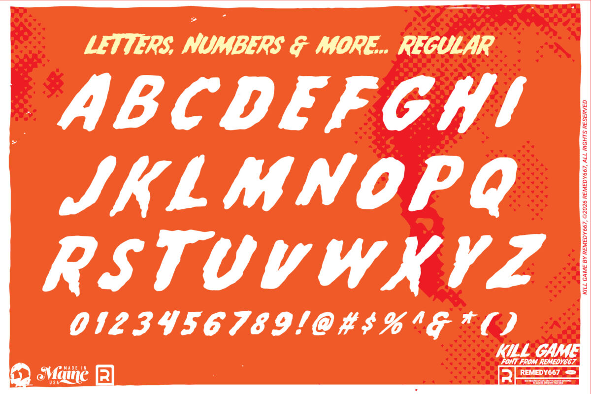 Kill Game font by Remedy667 - Letters, Numbers & More…