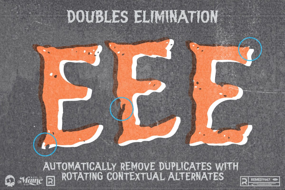 Remedy667 presents House of Evil - Doubles Elimination - Automatically Substitute duplicate numbers & letters with contextual alternates
