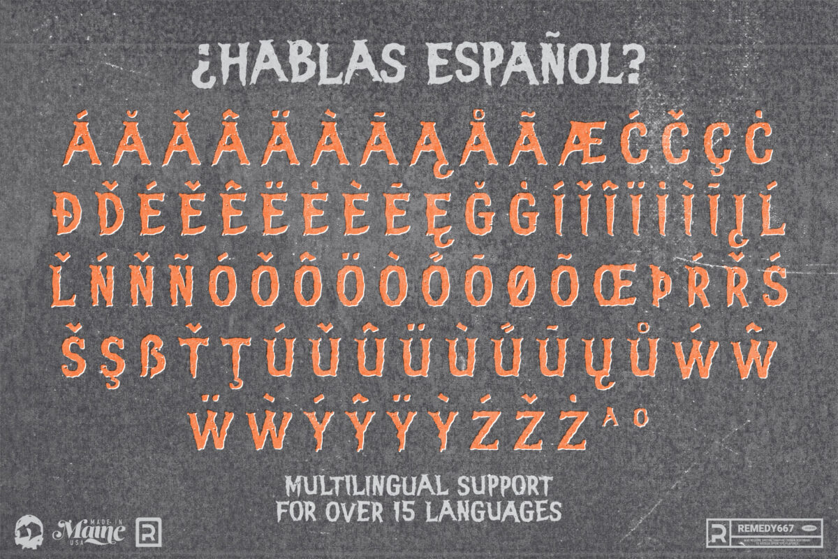 House of Evil font by Remedy667 - Multilingual Support for over 15 languages